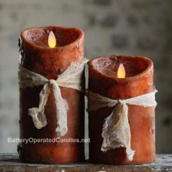 Moving Flame Primitive Rustic Orange Candle Battery Operated 3.5 X 5 - Timer - Remote Ready -Battery Operated Candles Shop orange moving flame primiti 1