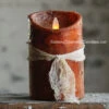 Moving Flame Primitive Rustic Orange Candle Battery Operated 3.5 X 5 - Timer - Remote Ready -Battery Operated Candles Shop orange primitive moving fla