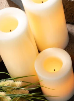 Outdoor All Weather Wax Pillar Candle 3 X 6 Inch - 5 Hour DUSK ON Timer -Battery Operated Candles Shop outdoor wax 2 1