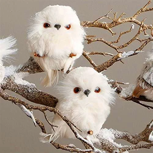 White Owl Ornaments Set Of 2 Assorted - 4 Inch 3 White Owl Ornaments Set Of 2 Assorted - 4 Inch