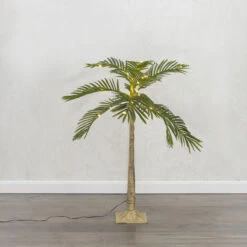 4 Foot Electric Lighted Palm Tree - 55 Warm White Micro Lights With Outdoor Adaptor