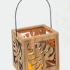 Battery Operated Lighted Wood Cutout Tropical Design Lantern With LED Candle 2 Battery Operated Lighted Wood Cutout Tropical Design Lantern With LED Candle -Battery Operated Candles Shop palm lantern