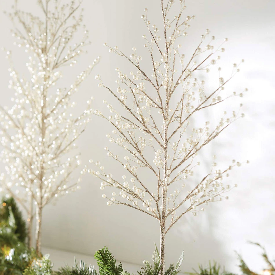 27.5 Inch Gold Glitter Tabletop Tree With Pearls 4 27.5 Inch Gold Glitter Tabletop Tree With Pearls - Image 2