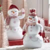 Peppermint Snowmen Figurines 24 Inch Set Of 2 -NEW 2023 -Battery Operated Candles Shop peppermint snowmen close up