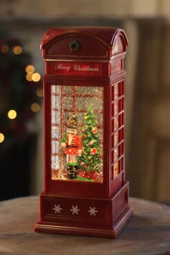 Nutcracker In English Phone Booth Lighted Water Lantern With Timer -10 Inch