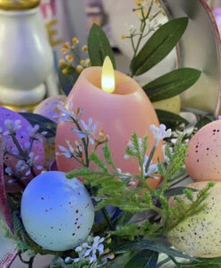 4 Inch Lighted Wax Egg Candles Set Of 4 Assorted Spring Colors With Timer - NEW 2023 -Battery Operated Candles Shop pink egg candle