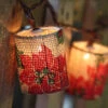 Poinsettia String Lights - 10 Lights - End To End Connect -Battery Operated Candles Shop poinsettia lights on