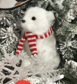 Polar Bear With Scarf Ornaments Set Of 2 - 5.25 Inch -Battery Operated Candles Shop polar bear in three 2