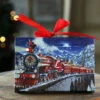 6 Inch Santa Express Lighted Print Ornament With Easel Back 2 6 Inch Santa Express Lighted Print Ornament With Easel Back -Battery Operated Candles Shop polar express print tableto