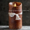 Moving Flame Primitive Brown Candle Battery Operated 3.5 X 7 - Timer - Remote Ready -Battery Operated Candles Shop primitive 7 inch brown lumi