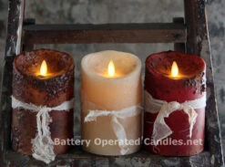 Moving Flame Primitive Brown Candle Battery Operated 3.5 X 5 - Timer - Remote Ready -Battery Operated Candles Shop primitive luminara 5 inch m