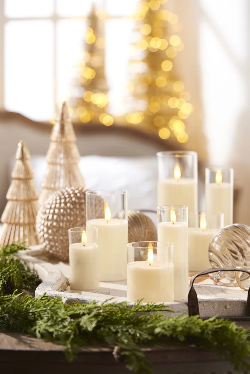 Clear Glass Flameless Candle 3.5 Inch X 4 Inch Ivory Pillar - Remote Ready 6 Clear Glass Flameless Candle 3.5 Inch X 4 Inch Ivory Pillar - Remote Ready - Image 4