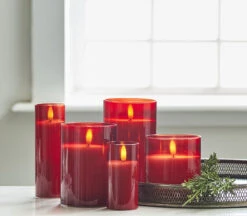 Battery Operated Candles Shop -Battery Operated Candles Shop raz red glass candles group 1