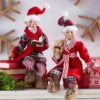 Set Of 2 Assorted 16 Inch Red And Plaid Ready For Bed Posable Elf Christmas Figures -Battery Operated Candles Shop ready for bed glam