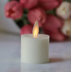 Set Of 4 Ivory Wax Tealights With Rechargeable Base And Remote Included -Battery Operated Candles Shop rechargeable single 2