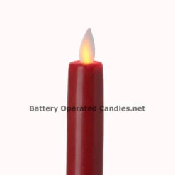 8 Inch Red Moving Flame Battery Operated Taper Candle - Timer -Battery Operated Candles Shop red dancing flame flameless
