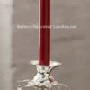 10 Inch Red Moving Flame Battery Operated Taper Candle - Timer 1 10 Inch Red Moving Flame Battery Operated Taper Candle - Timer -Battery Operated Candles Shop red taper in silver holder