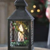 Holiday Brushed Black Candle Lantern With Berries And Holly - 9.25 Inch - 8 Hr Timer -Battery Operated Candles Shop ren black with wire 1