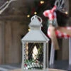 Holiday Brushed White Candle Lantern With Berries And Holly - 9.25 Inch - 8 Hr Timer -Battery Operated Candles Shop ren white lantern with wire 1