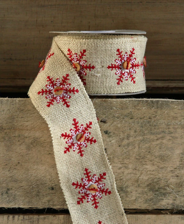 Ivory Snowflake Button Ribbon - High Quality Jute 2.5 Inch X 5 Yards 3 Ivory Snowflake Button Ribbon - High Quality Jute 2.5 Inch X 5 Yards