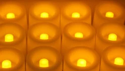 Tall Tea Lights - With Recessed Amber LED - Super Bright Set Of 12 -Battery Operated Candles Shop round tealights amber