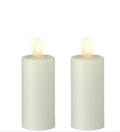 Moving Flame 3 Inch Ivory Votives Battery Operated Set Of 2 - Remote Ready