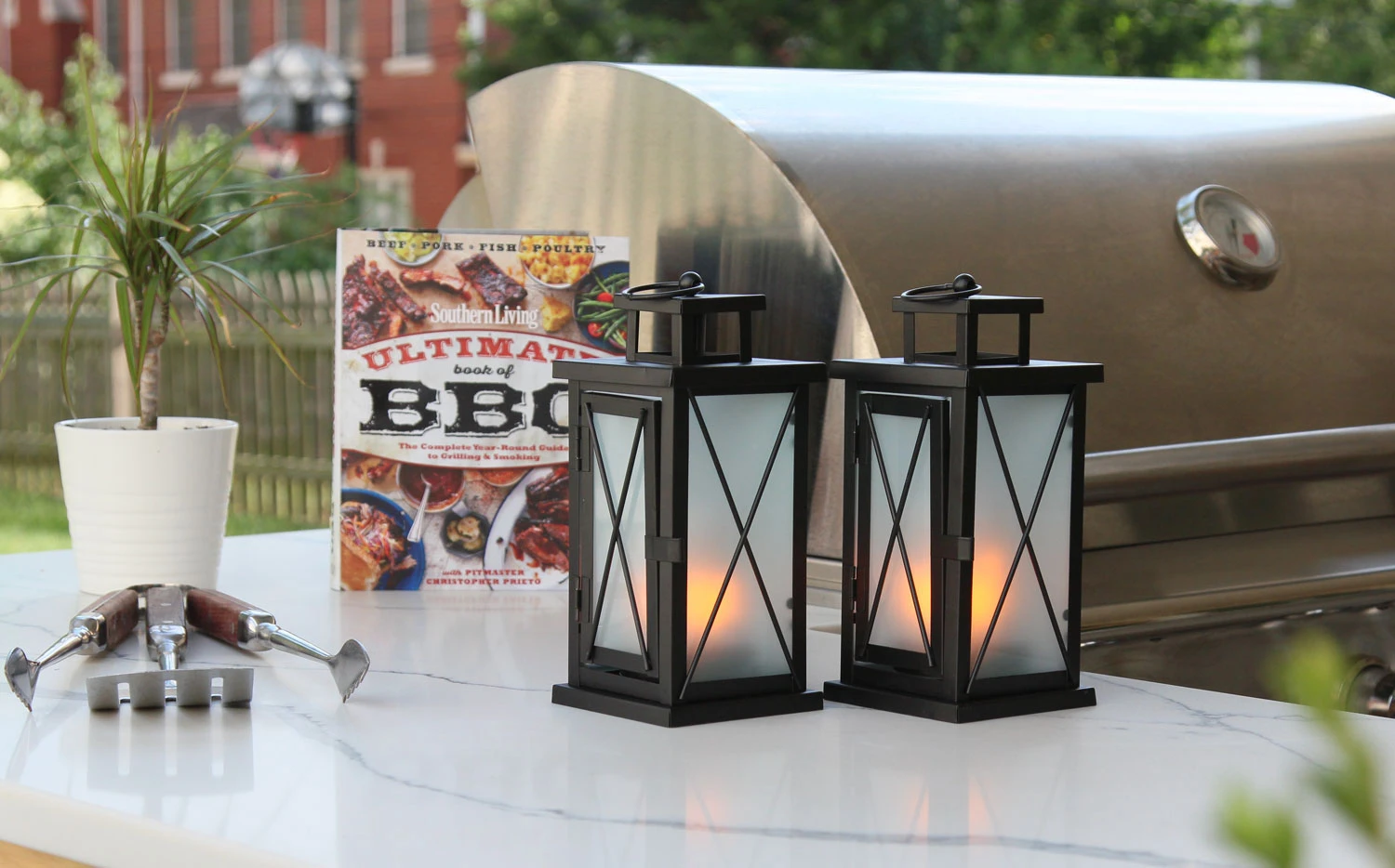 Set Of 2 LED Fire Flame Metal And Glass Lanterns 3 Set Of 2 LED Fire Flame Metal And Glass Lanterns