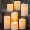 Set Of 7 Ivory Wax Flameless Candles -Battery Operated Candles Shop set of 7 flameless candles