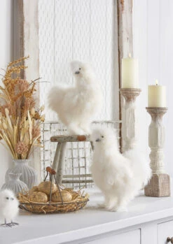 White Silky Chicken Set Of 2 Assorted - 13 Inch - NEW 2023