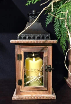 Moving Flame Simplux Ivory LED Drip Candle 7 Inch - Multi Timer - Remote Ready -Battery Operated Candles Shop simplux ivory in lanern 1