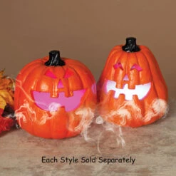 Lighted Halloween Pumpkin Fog Machine - 9.25 Inch Magnesium -Battery Operated Candles Shop smoking pumpkins 2 assorted