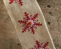 Ivory Snowflake Button Ribbon - High Quality Jute 2.5 Inch X 5 Yards 10 Ivory Snowflake Button Ribbon - High Quality Jute 2.5 Inch X 5 Yards -Battery Operated Candles Shop snowflake ribbon det 1