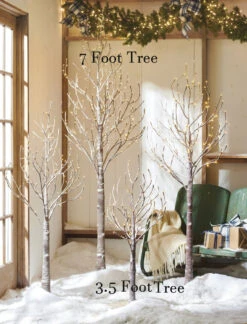 3.5 Foot Lighted Snowy Tree 96 Warm White LED - Indoor Outdoor - Steady On Or Twinkle From RAZ -Battery Operated Candles Shop snowy trees 2 size