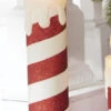 22.5 Inch Large Flickering Flame Candycane Striped Glitter Christmas Candle -Battery Operated Candles Shop stripped candles 22 inch ca