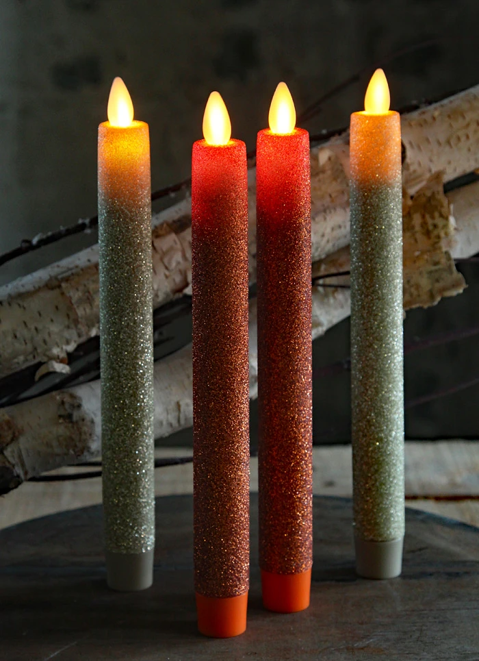 Battery Operated Candles Shop -Battery Operated Candles Shop tiffany glitter and orange glitter tapers 2
