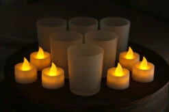 3 Inch White Frosted Battery Operated Tea Light Votive Candles - Set Of 6 -Battery Operated Candles Shop tlv4 set