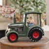 Lighted Green Tractor Water Lantern With Santa In Swirling Glitter -Battery Operated Candles Shop tracktor main image