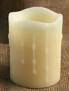Unscented Ivory Drip 3x4 Battery Operated Candle With Dual Timer