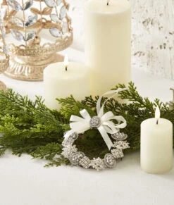 Vintage Broach Wreath Ornament 4.5 Inch - From RAZ New 2023 -Battery Operated Candles Shop vintage broach full image 1