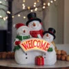 Snowmen With Light Up Welcome Sign - Battery Operated 8.6 Inch -Battery Operated Candles Shop welcome snowmen main