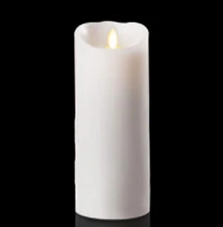 Moving Flame White Unscented Candle Battery Operated 3.5 X 9 - Timer - Remote Ready 7 Moving Flame White Unscented Candle Battery Operated 3.5 X 9 - Timer - Remote Ready -Battery Operated Candles Shop white 9 inch luminara