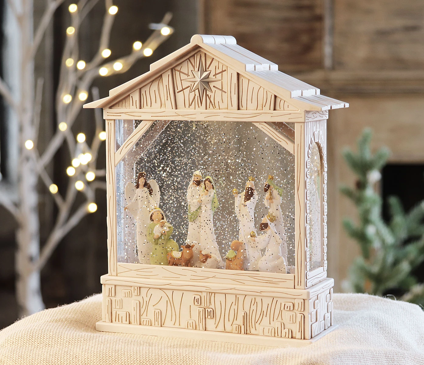 Nativity Musical Lighted Water Creche Antique White 10 Inch In Swirling Glitter 3 Nativity Musical Lighted Water Creche Antique White 10 Inch In Swirling Glitter