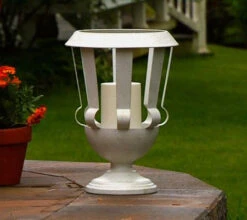 Antique White Candle Impressions Flameless Metal Urn - Timer Candle 5 Antique White Candle Impressions Flameless Metal Urn - Timer Candle -Battery Operated Candles Shop white hurricane urn main