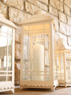 Set Of 3 Antique White Candle Lanterns - 14 -Battery Operated Candles Shop white lantern new large 2