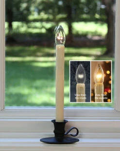 Traditional Flamelss Window Candle Bright Dual Sided Bulb - Matte Black Finish - Timer