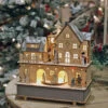 Wind Up Animated Lighted Musical Holiday Wood House Battery Operated -Battery Operated Candles Shop wind up house with skier