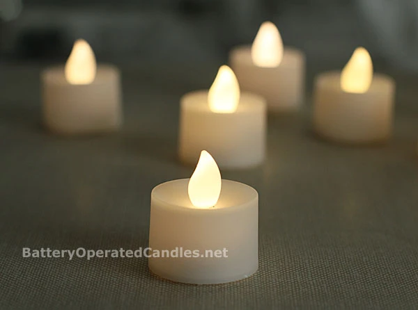 Tall Flameless Tea Lights Warm White LED Battery Operated 12 Pack - 5 Hour Timer 4 Tall Flameless Tea Lights Warm White LED Battery Operated 12 Pack - 5 Hour Timer - Image 2