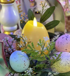 4 Inch Lighted Wax Egg Candles Set Of 4 Assorted Spring Colors With Timer - NEW 2023 -Battery Operated Candles Shop yellow egg candle