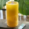 Yellow Wax With Butterfly Design Aquaflame Fountain Candle - Remote Control 2 Yellow Wax With Butterfly Design Aquaflame Fountain Candle - Remote Control -Battery Operated Candles Shop yellow with bubbles